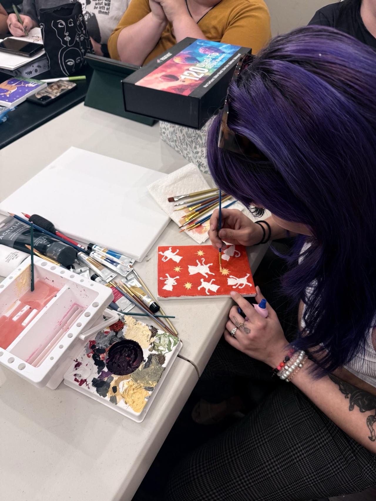 Close view of materials used during an art activity